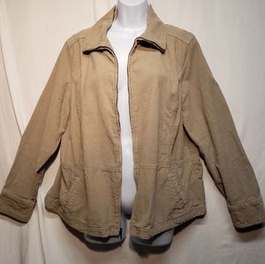 Sonoma Life/Style 1X Tan Corduroy Zippered Jacket